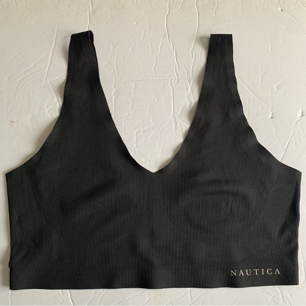 Nautica Intimates Black Ribbed Bralette Size XL